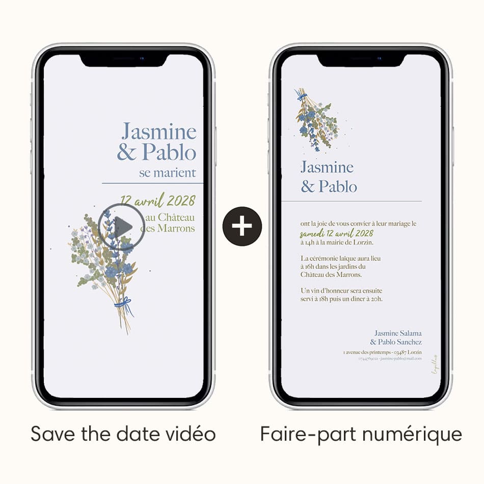 save the date virtuel animé et faire-part numérique en plus pour ajouter des détails pour les invités