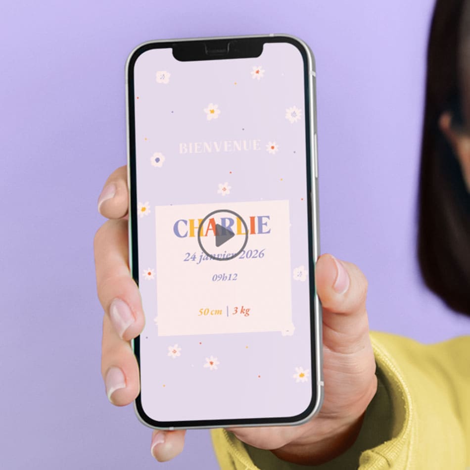 Visuel faire-part virtuel de naissance sur le thème daisy
