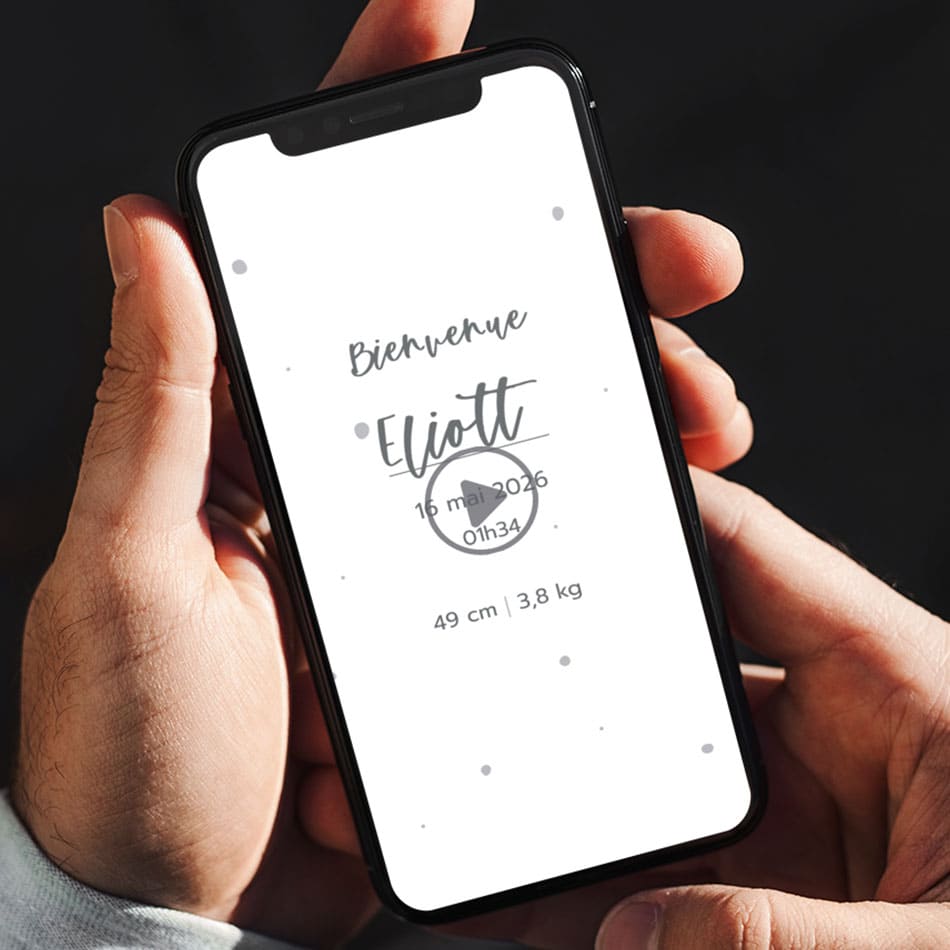 Aperçu du faire-part numérique de naissance sur le thème "petits points"