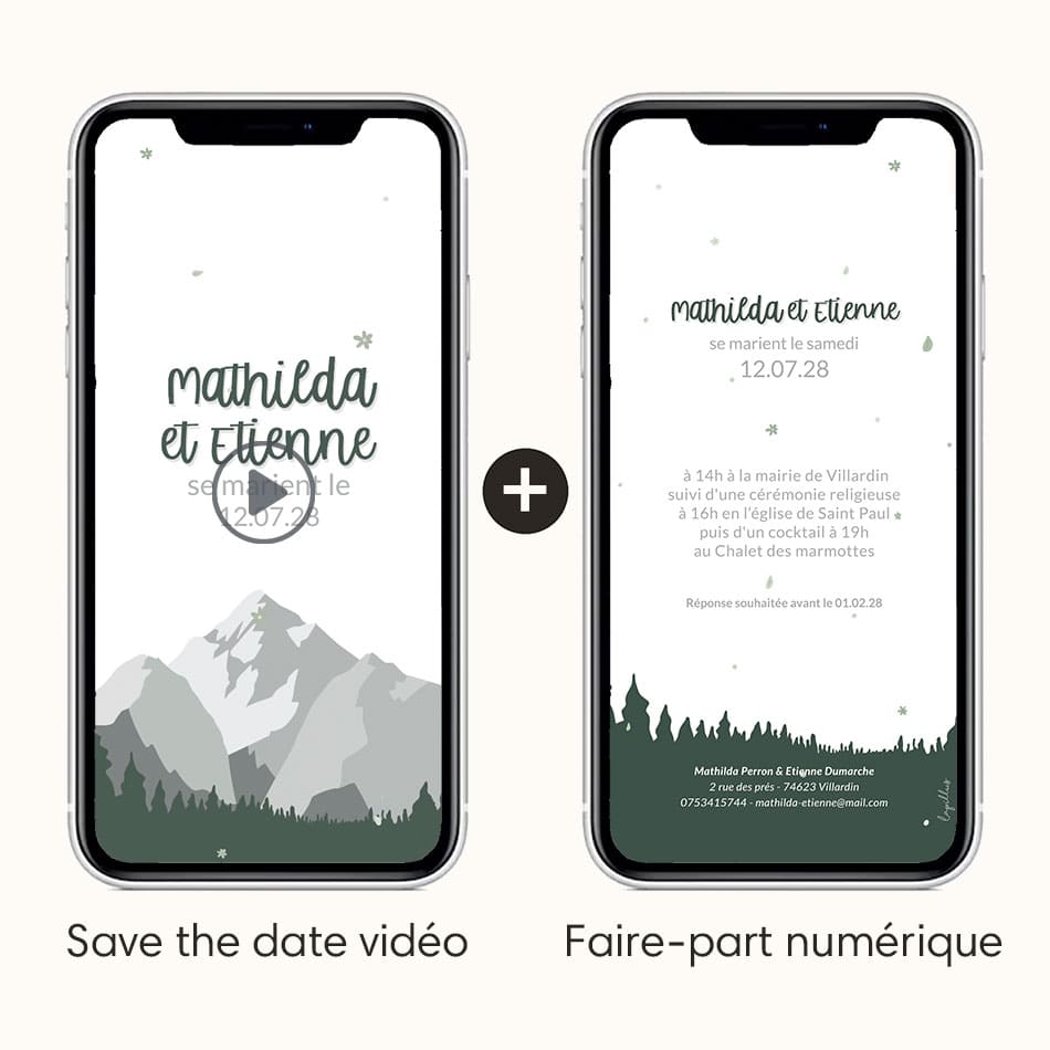 save the date vidéo et faire-part numérique sur le thème de la montagne en été