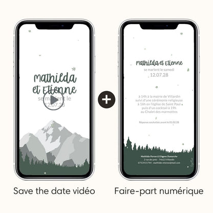 save the date vidéo et faire-part numérique sur le thème de la montagne en été