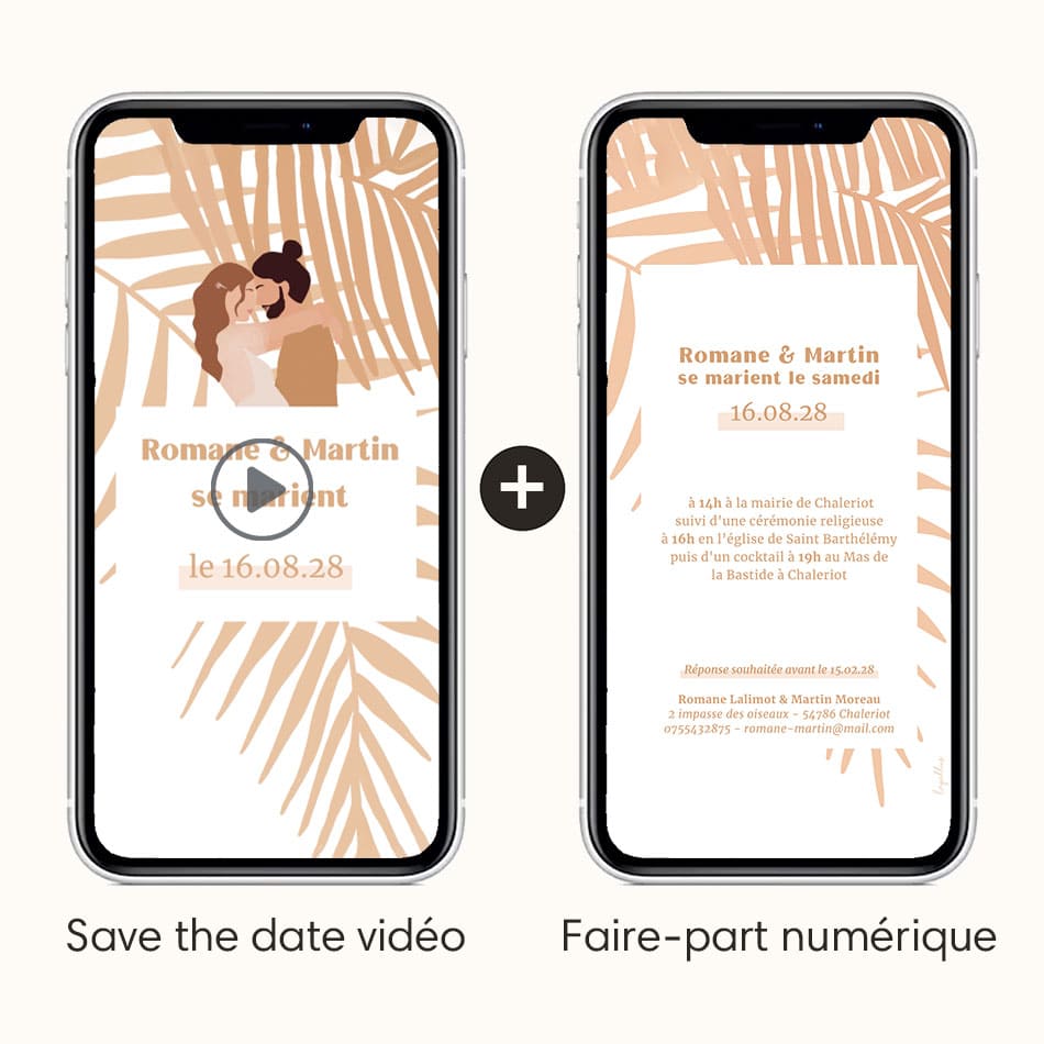 Vidéo save the date avec l'option faire-part numérique pour plus de détails