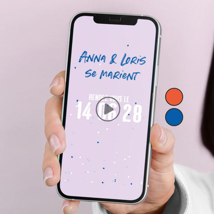 Capture d'écran de la vidéo save the date thème let's party couleur bleu