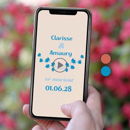 Aperçu de la vidéo save the date floral aux couleurs bleu pour annoncer la bonne nouvelle à vos proches