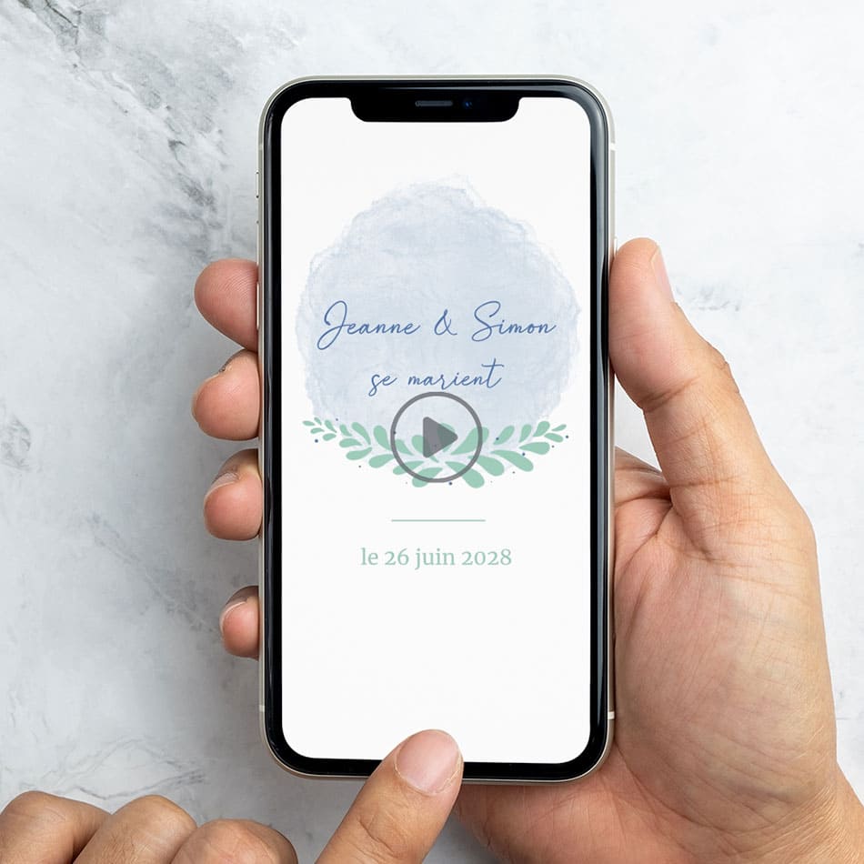 Aperçu du save the date digital sur le thème "les romantiques" pour annoncer la date de votre mariage