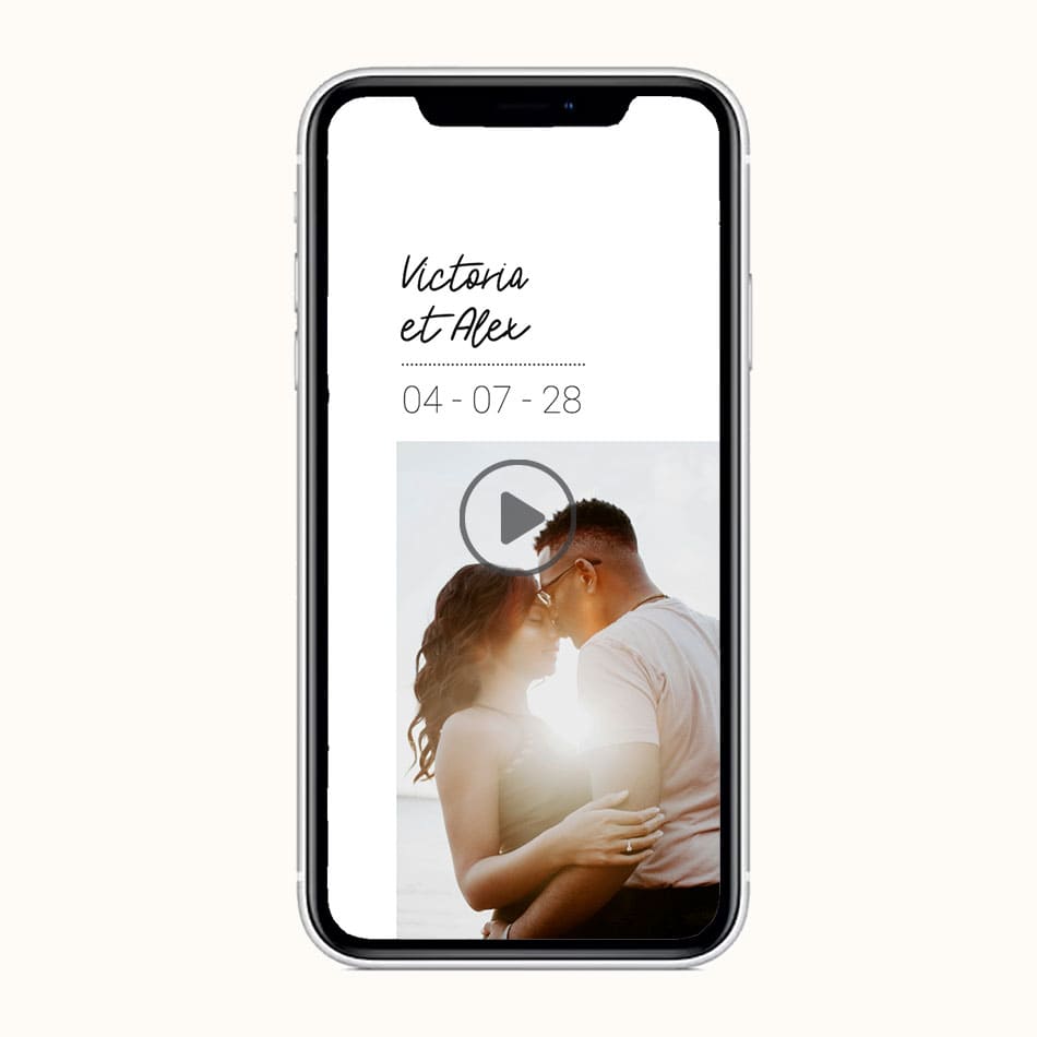 Aperçu du save the date digital avec la photo de votre couple pour une totale personnalisation