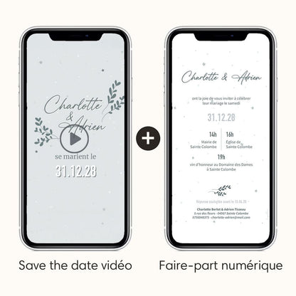 Vidéo Save the date digital avec le faire-part numérique assorti sur le thème hiver