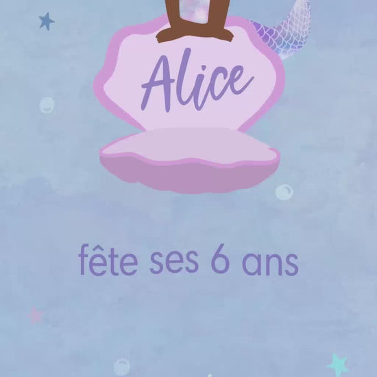 Vidéo de 30 secondes sur le thème de l'océan pour l'invitation d'anniversaire de votre enfant, vou spouvez voir la photo de votre enfant avec le corps d'une sirène