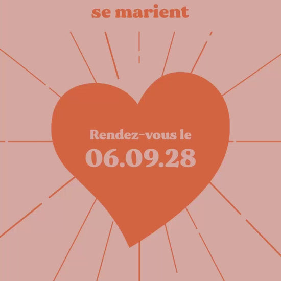 Vidéo de 22 secondes pour le save the date mariage thème coeur couleur orange