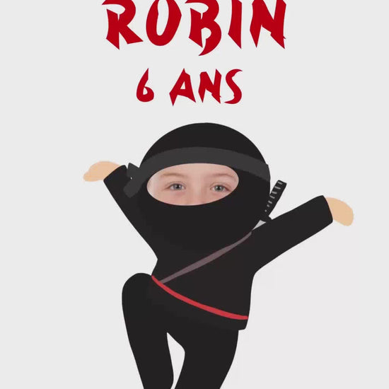 vidéo de 30 secondes pour lancer les invitation d'anniversaire de votre enfant, thème ninja où le visage de votre enfant sera intégrer dans la vidéo