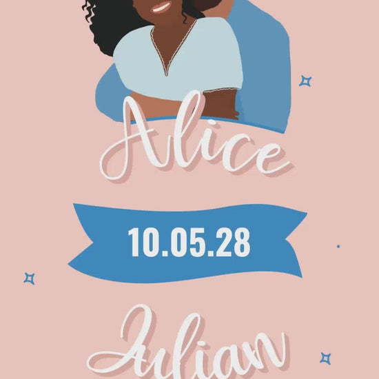 Vidéo save the date mariage de 22 seconde spour annoncer la date et les infos essentielles de votre mariage avec illustration de votre couple