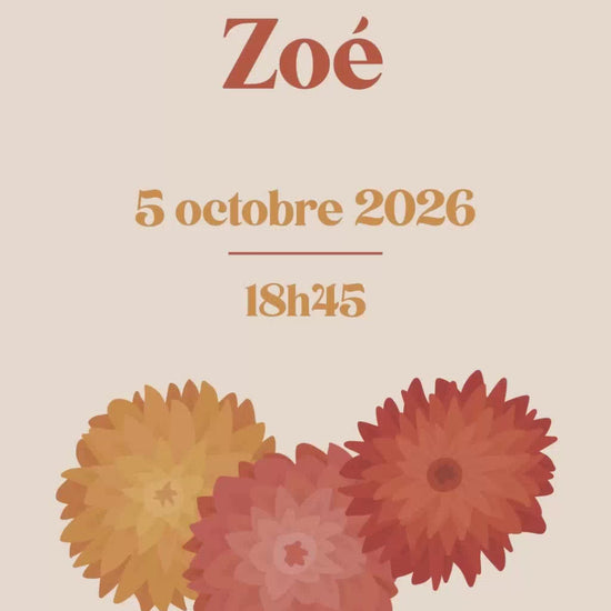 Vidéo faire-part vidéo pour l'arrivée de votre bébé, thème fleurs d'automne, avec photo de votre bébé, original, rapide écologique