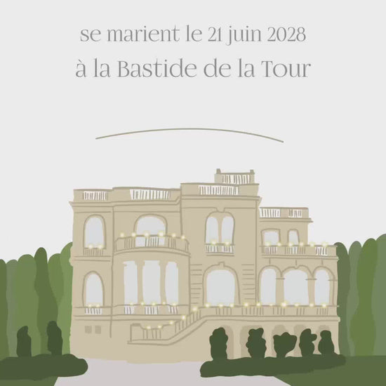 Vidéo de 22 secondes pour annoncer la date et le lieu de votre mariage, illustration du lieu choisi pour vous dire oui