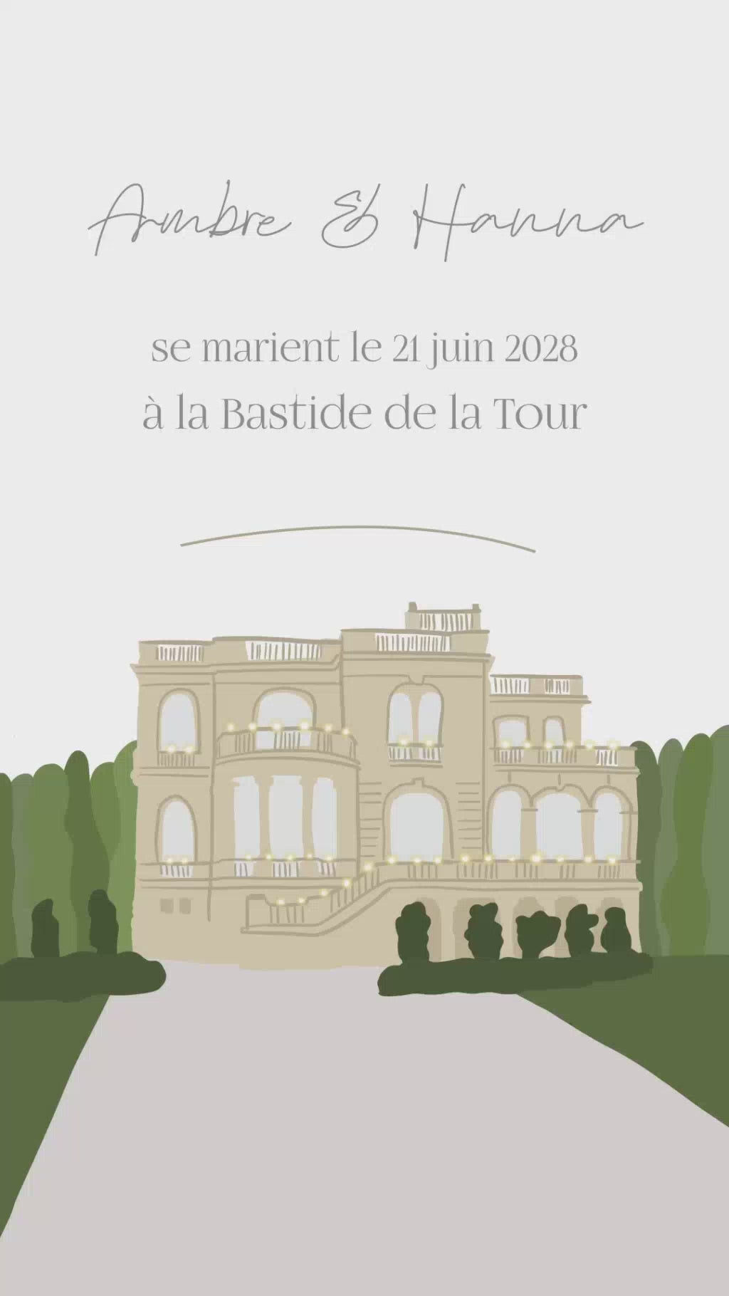 Vidéo de 22 secondes pour annoncer la date et le lieu de votre mariage, illustration du lieu choisi pour vous dire oui