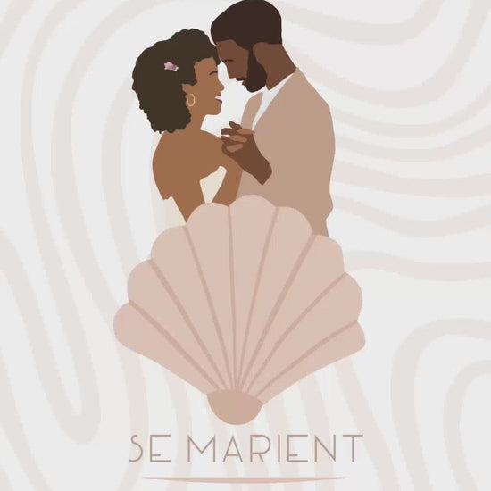 Vidéo de 22 secondes sur le thème "Seashell" si vous voulez un mariage sur le thème de la mer avec en plus la personnalisation grace à une illustration de votre couple