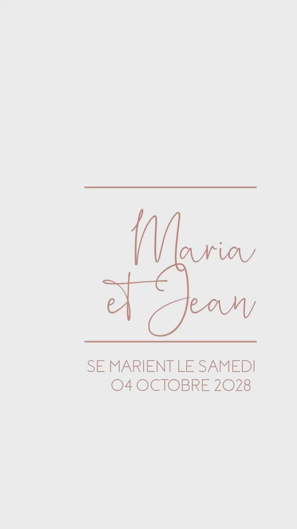 Save the date "less is more" en format vidéo de 22 secondes pour annoncer de façon simple mais moderne votre grande nouvelle