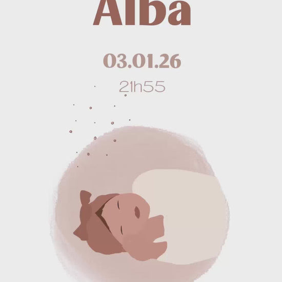 Vidéo de 32 secondes pour annoncer la naissance de votre enfant thème "dans ma bulle" couleur rose avec illustration de votre bébé