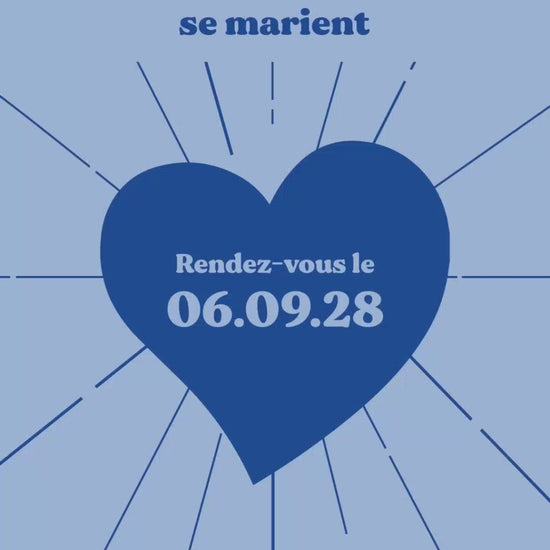 Vidéo de 22 secondes pour le save the date mariage thème coeur couleur bleu