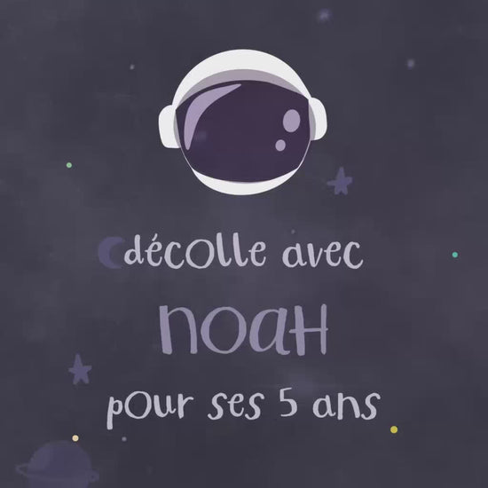 Invitation animée de 30 secondes pour l'anniversaire de votre enfant sur le thème de la galaxie "Cosmos"