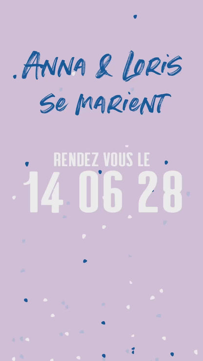 Save the date vidéo de 22 secondes, thème Let's party coloris bleu