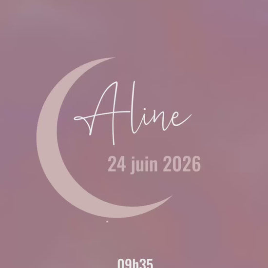 Faire-part animé de 32 secondes pour annoncer l'arrivée de votre enfant sur le thème Céleste couleur rose, original, moderne écologique